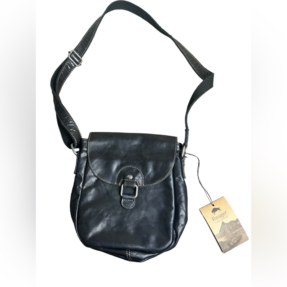 Jack Georges Voyager Collection Horse Shoe Cross Body Bag In Black- NWT